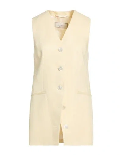 Peserico Woman Tailored Vest Pastel Yellow Size 12 Viscose, Linen In Neutral