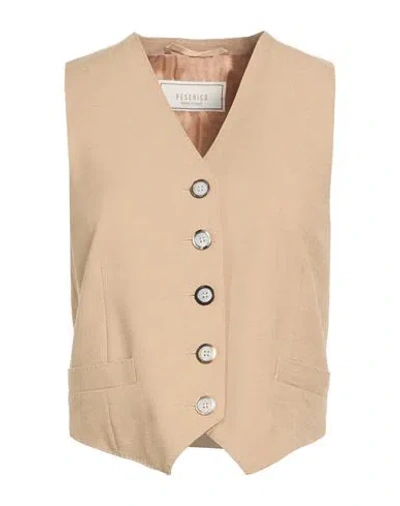 Peserico Woman Tailored Vest Sand Size 0 Viscose, Polyester, Elastane In Brown