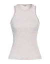 Peserico Woman Tank Top Beige Size 8 Cotton, Elastane In Gray