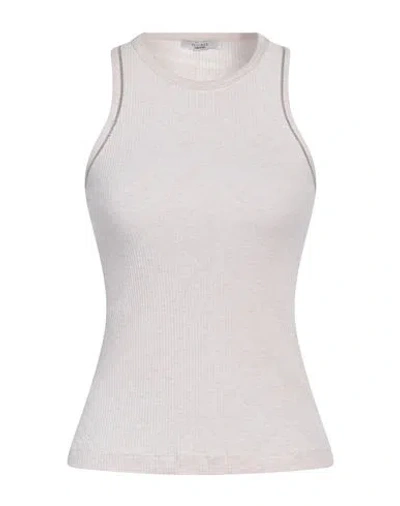 Peserico Woman Tank Top Beige Size 8 Cotton, Elastane In Gray