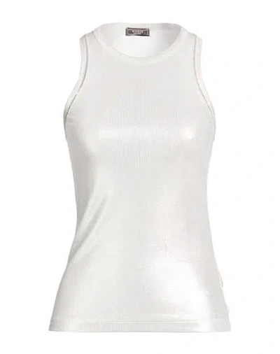 Peserico Woman Tank Top Silver Size 12 Viscose, Elastane In Gray