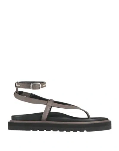 Peserico Woman Thong Sandal Dark Brown Size 8 Leather