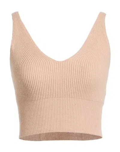Peserico Woman Top Beige Size 12 Virgin Wool, Silk, Viscose, Cashmere, Polyester In Neutral