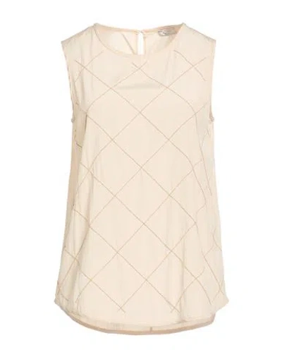 Peserico Woman Top Beige Size 6 Silk, Elastane In Neutral