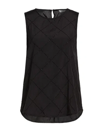 Peserico Woman Top Black Size 6 Silk, Elastane