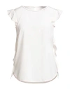 Peserico Woman Top Blush Size 6 Silk, Elastane In White