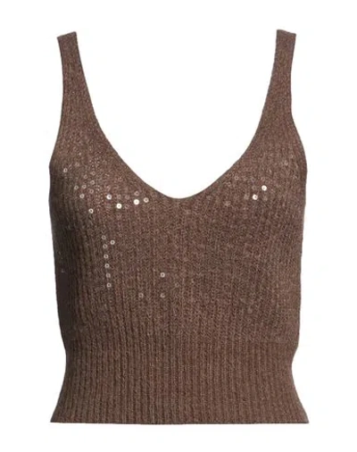 Peserico Woman Top Brown Size 6 Alpaca Wool, Nylon, Virgin Wool In Multi
