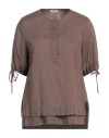 Peserico Woman Top Chocolate Brown Size 2 Cotton