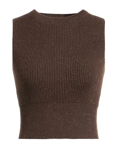 Peserico Woman Top Chocolate Brown Size 6 Virgin Wool, Silk, Viscose, Cashmere, Polyester
