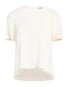 Peserico Easy Woman Top Cream Size 2 Acetate, Silk, Elastane In White