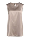 Peserico Woman Top Dove Grey Size 12 Silk, Elastane