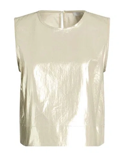 Peserico Woman Top Gold Size 6 Cotton In Silver