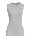 Peserico Woman Top Grey Size 6 Cotton, Elastane