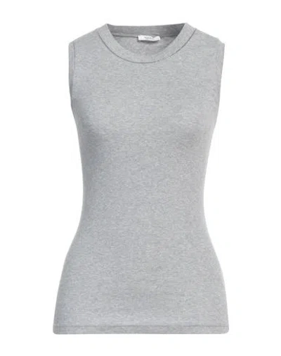 Peserico Woman Top Grey Size 6 Cotton, Elastane In Grey