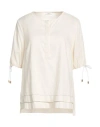 Peserico Woman Top Ivory Size 10 Cotton In White