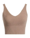 Peserico Woman Top Khaki Size 12 Virgin Wool, Silk, Viscose, Cashmere, Polyester In Neutral