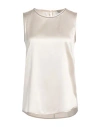 Peserico Woman Top Khaki Size 8 Silk, Elastane In Beige