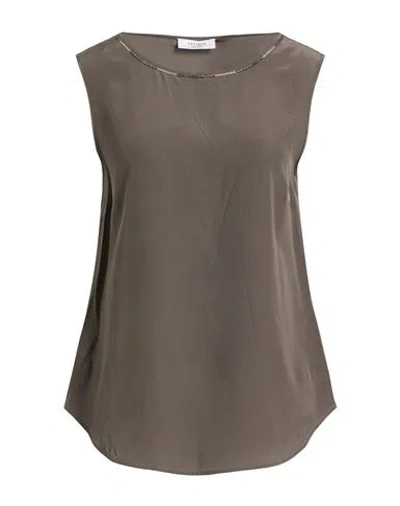 Peserico Woman Top Lead Size 6 Silk In Brown