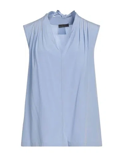 Peserico Woman Top Light Blue Size 6 Silk, Elastane