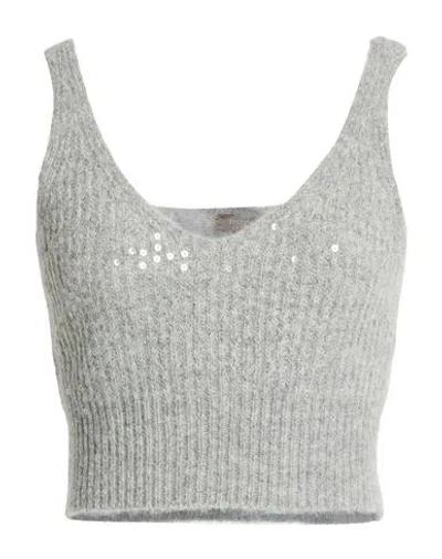 Peserico Woman Top Light Grey Size 10 Alpaca Wool, Nylon, Virgin Wool In Gray