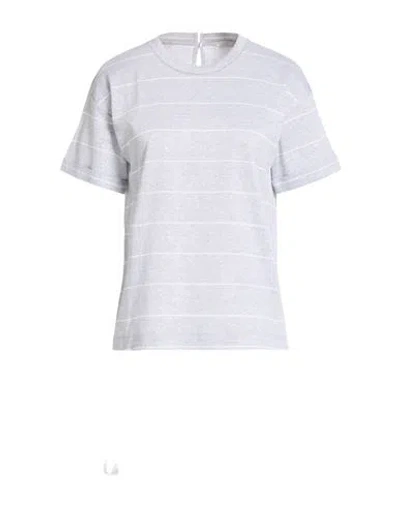 Peserico Woman Top Light Grey Size 4 Linen, Cotton In Blue