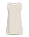Peserico Woman Top Light Grey Size 6 Silk, Cotton