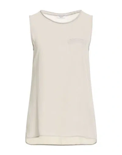 Peserico Woman Top Light Grey Size 6 Silk, Cotton
