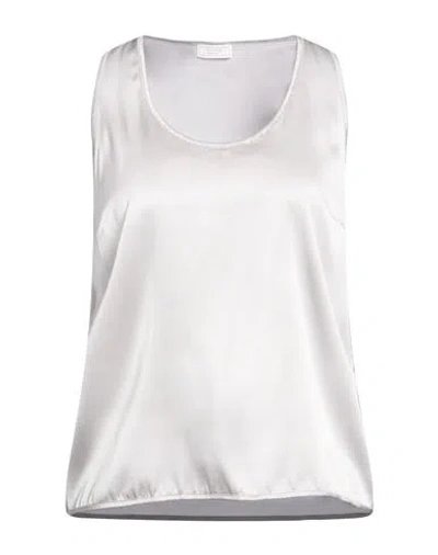 Peserico Woman Top Light Grey Size 8 Silk, Elastane In Gray