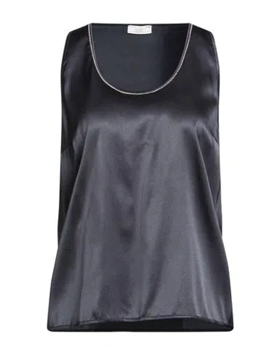 Peserico Woman Top Midnight Blue Size 10 Silk, Elastane