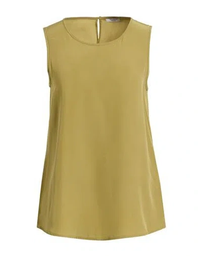Peserico Woman Top Military Green Size 6 Silk
