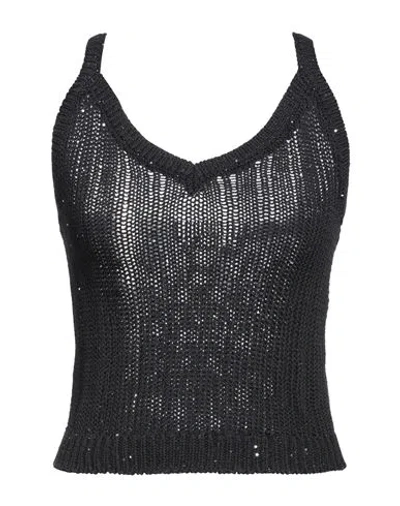 Peserico Woman Top Navy Size 8 Cotton, Polyester
