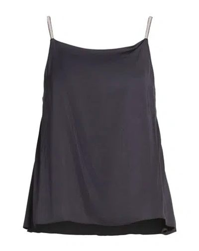 Peserico Woman Top Navy Size 8 Viscose In Blue