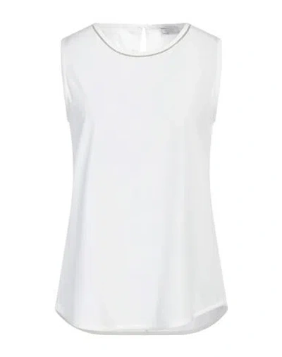 Peserico Easy Woman Top Off White Size 12 Silk, Elastane