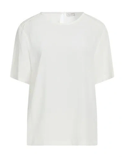 Peserico Woman Top Off White Size 14 Silk, Elastane