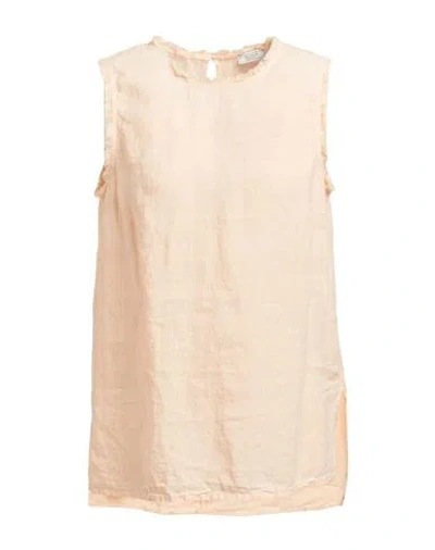 Peserico Woman Top Orange Size 6 Linen