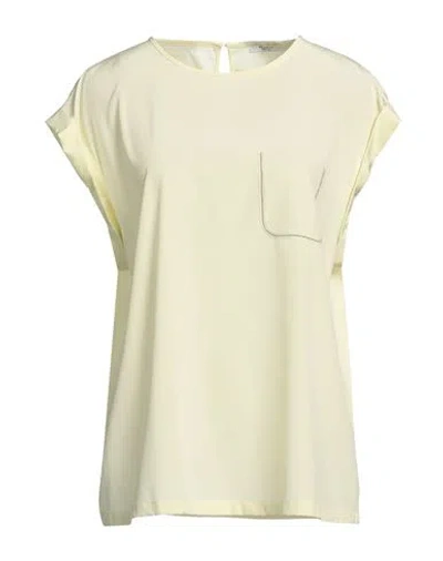 Peserico Woman Top Pastel Yellow Size 16 Silk, Elastane