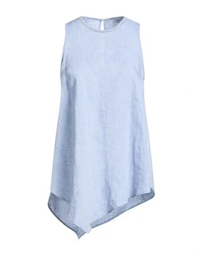 Peserico Woman Top Slate Blue Size 8 Linen