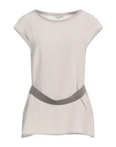 Peserico Woman Top Taupe Size 6 Silk, Virgin Wool, Cashmere In Neutral
