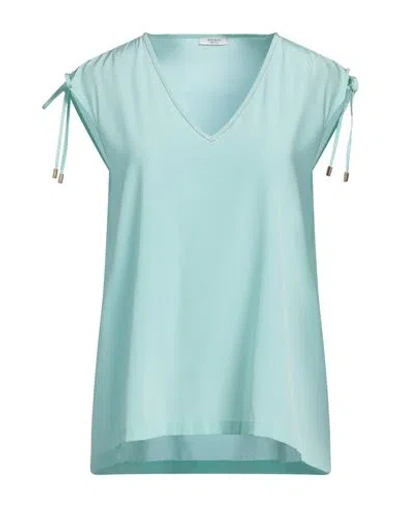 Peserico Woman Top Turquoise Size 6 Silk, Elastane In Blue