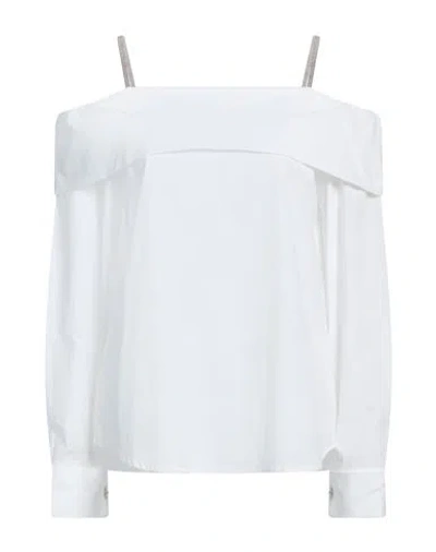 Peserico Woman Top White Size 10 Cotton, Elastane