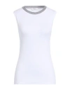 Peserico Woman Top White Size 14 Cotton, Elastane In White