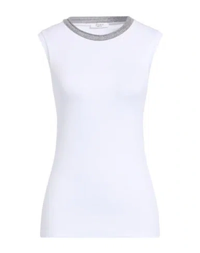 Peserico Woman Top White Size 14 Cotton, Elastane