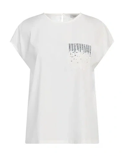 Peserico Woman Top White Size 6 Silk, Elastane