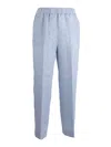 Peserico Elastic Waist Casual Pants In Blue