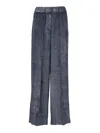 Peserico Wide-leg Trousers With Ribbed Texture In Blue