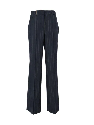Peserico Virgin Wool-blend Pinstripe Straight-leg Pants In Multi
