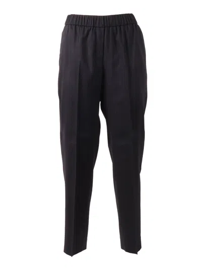 Peserico Woman Trousers Elastic Straight-leg Pants In Black