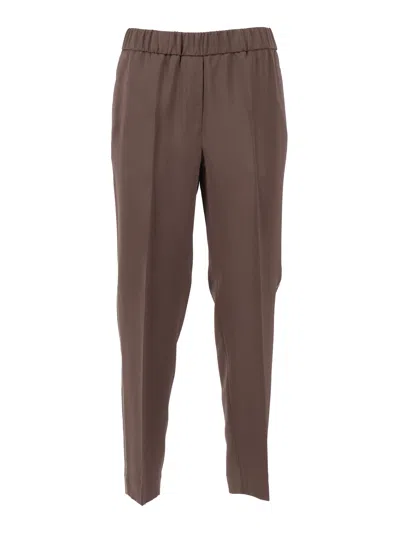 Peserico Woman Trousers Seam Straight-leg Pants In Brown