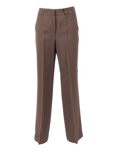 Peserico Woman Trousers Straight Leg Straight-leg Pants In Brown