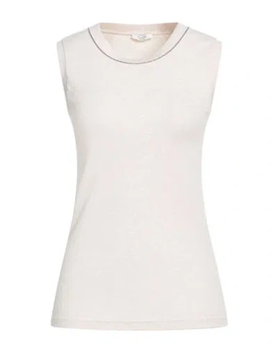Peserico Woman T-shirt Beige Size 14 Cotton, Elastane In Neutral